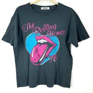 Daydreamer Rolling Stones 78 Ticket Boyfriend Tee Small Vintage Black